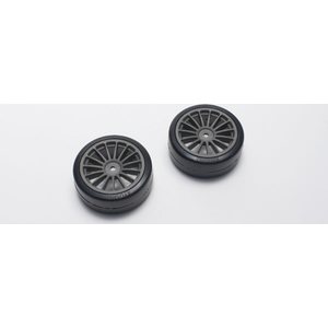 Kyosho Drift Pre-Glued Tyres Fazer Ve-X 1:10 On Gun Metal Rims (2) K.Fat302Gm