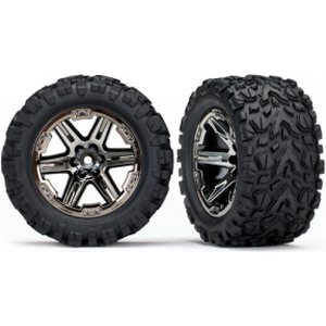 Traxxas 6774X Tires & Wheels Talon Extreme/RXT Black Chrome 2.8" 2WD TSM