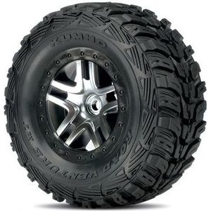 Traxxas 6874R Tires & Wheels Kumho S1/S-Spoke Chrome-Black 4WD/2WD Rear