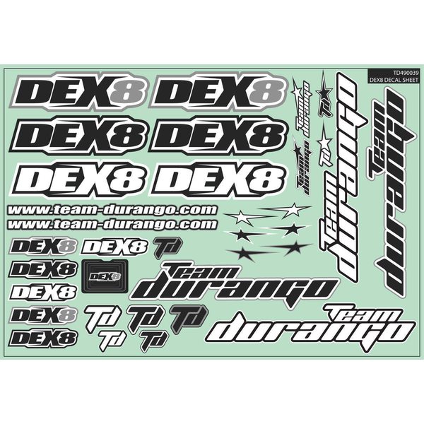 Team Durango DEX8 DECAL SHEET