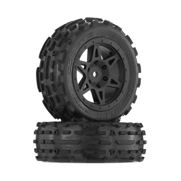 ARRMA RC AR550015 Sand Scorpion DB Tire/Wheel Glued Black Fr (2)
