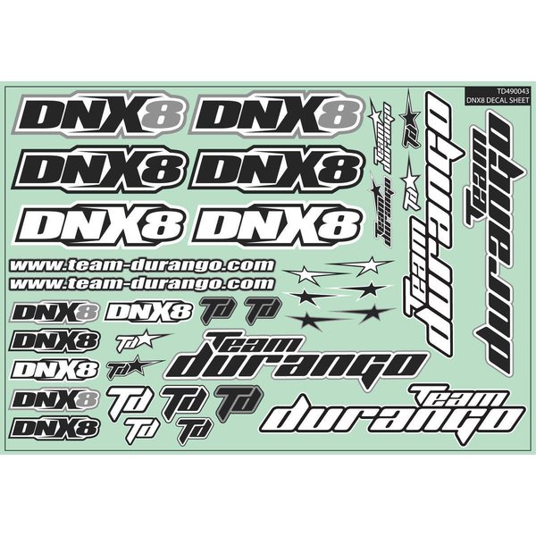 Team Durango DNX8 Decal Sheet
